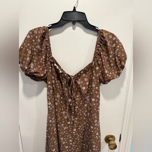 Ardene Floral Puff Sleeve Mini Dress Size Large